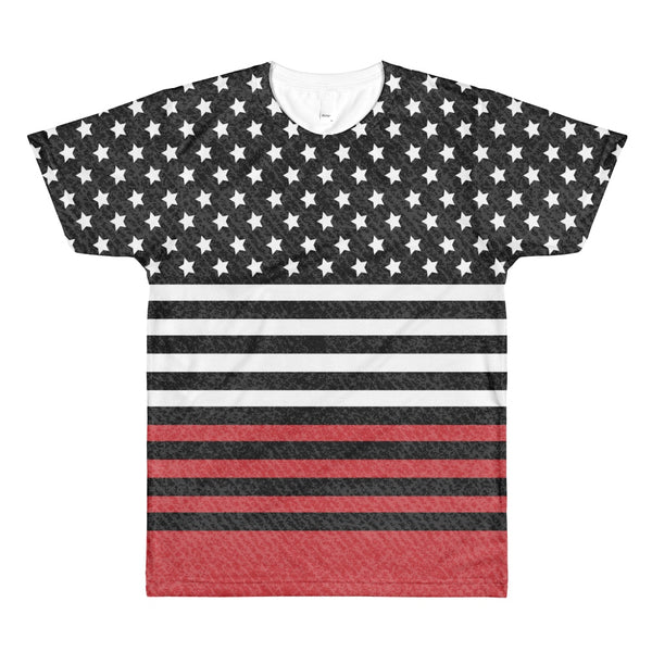 65 MCMLXV Men's Americana Black and Red USA Flag Print T-Shirt-Tee Shirt-65mcmlxv