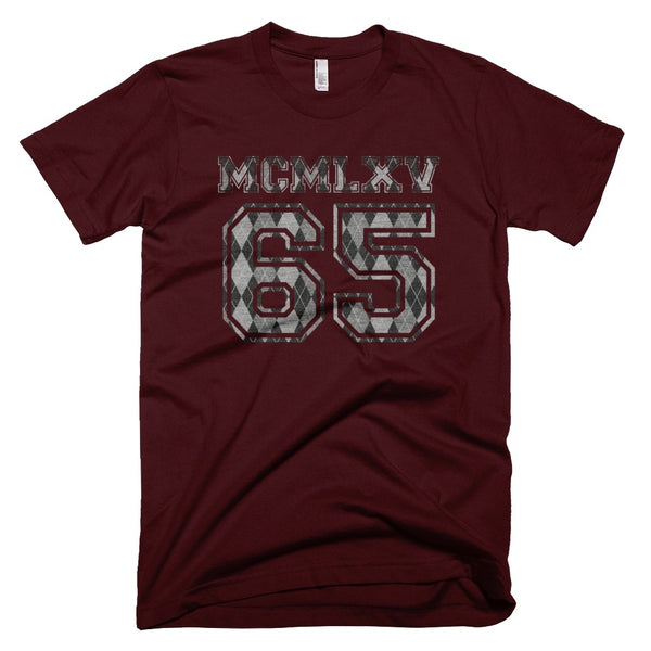 65 MCMLXV Men's Argyle Varsity Logo Graphic T-Shirt-Tee Shirt-65mcmlxv