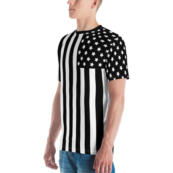 65 MCMLXV Men's Black & White Americana Flag Print T-Shirt-Tee Shirt-65mcmlxv