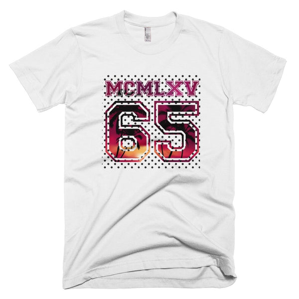 65 MCMLXV Men's Surf Sunset Varsity Logo Graphic T-Shirt-Tee Shirt-65mcmlxv