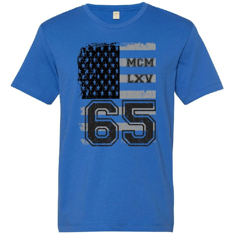 65 MCMLXV Men's Vintage USA Flag Americana Graphic T-Shirt