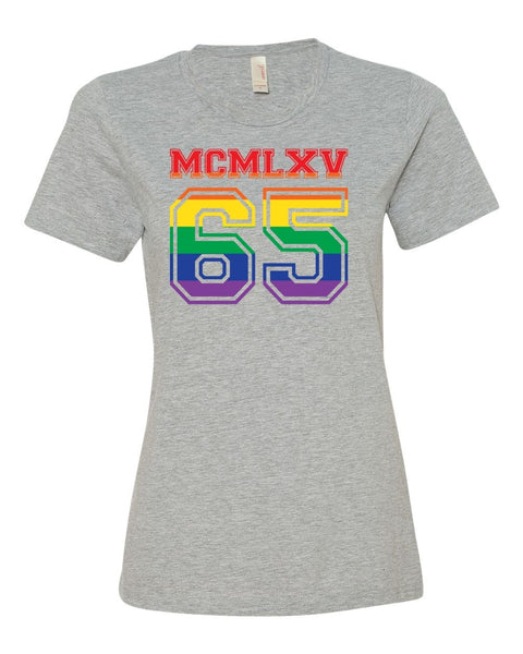 65 MCMLXV Women's LGBT Pride Varsity Logo Graphic T-Shirt-Tee Shirt-65mcmlxv